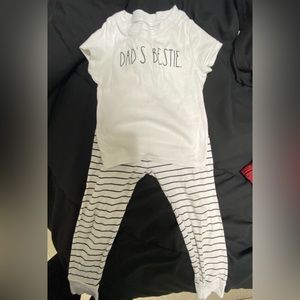 Toddler 4T Jammies (Dad’s Bestie shirt with black and white striped pants)